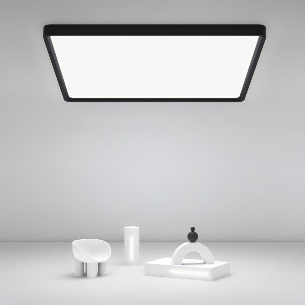 Modern Flat Black Flush Mount LED Ceiling Light for Kitchen Dining Room and Living Room