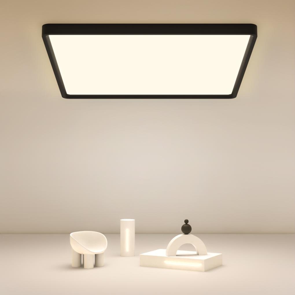 Modern Flat Black Flush Mount LED Ceiling Light for Kitchen Dining Room and Living Room
