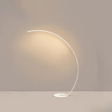 Modern Black LED Arc Floor Lamp with Remote Control and Dimmable Strip Light
