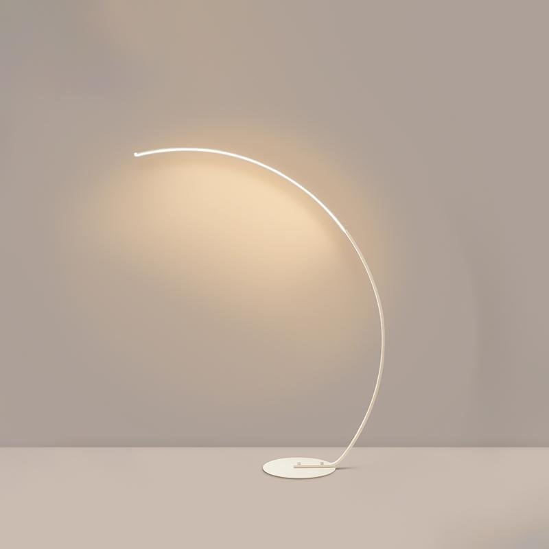 Modern Black LED Arc Floor Lamp with Remote Control and Dimmable Strip Light