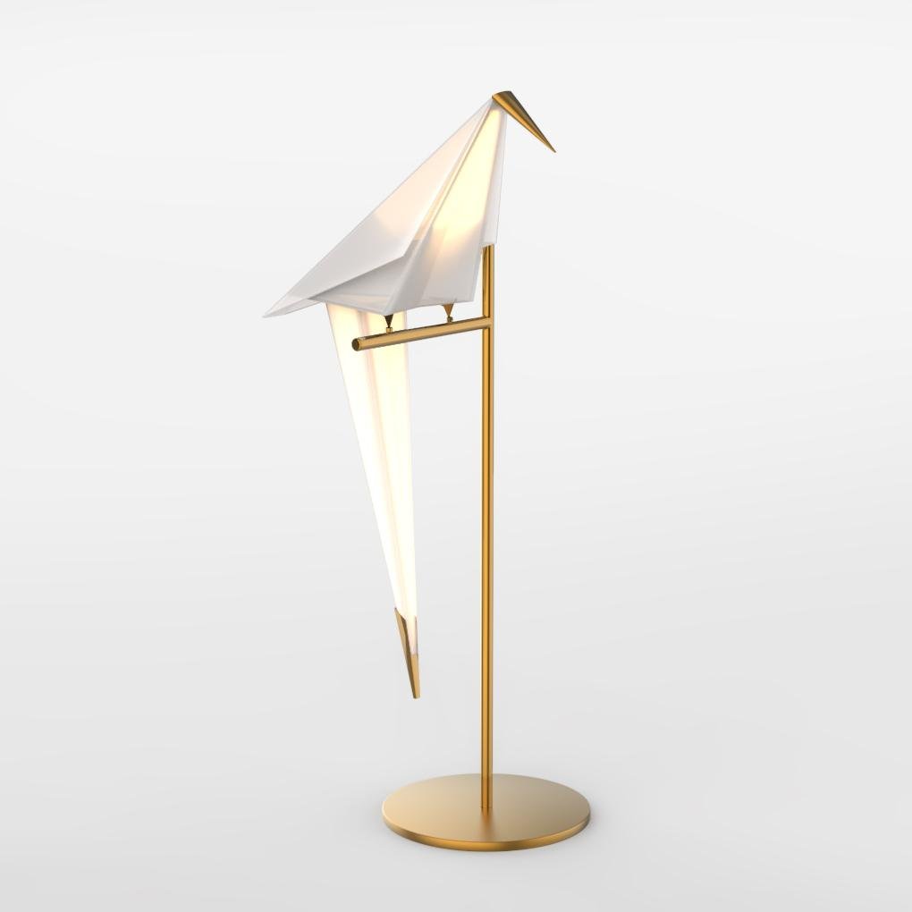 Modern Brass Origami Bird LED Table Lamp for Bedside and Office Accent Lighting