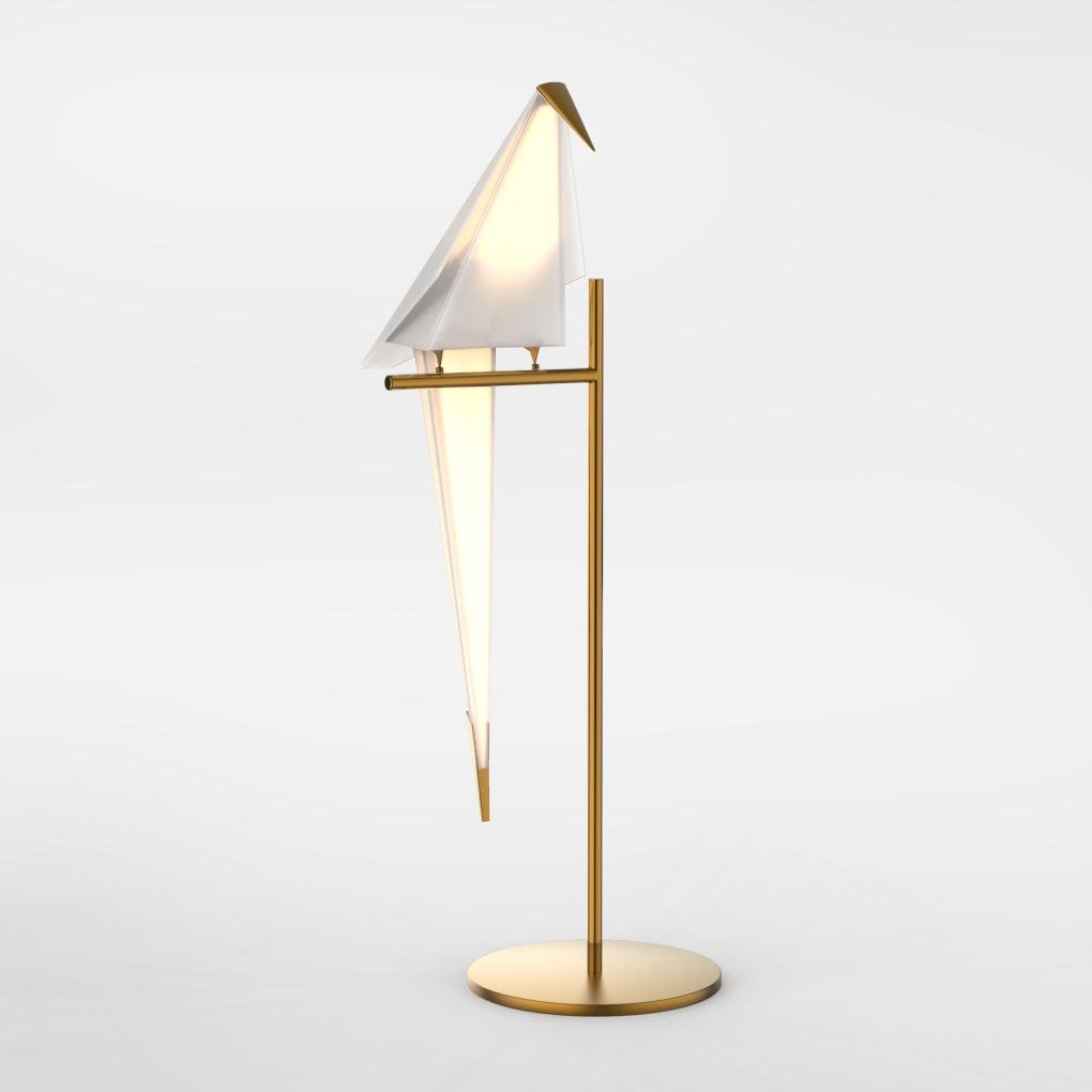 Modern Brass Origami Bird LED Table Lamp for Bedside and Office Accent Lighting