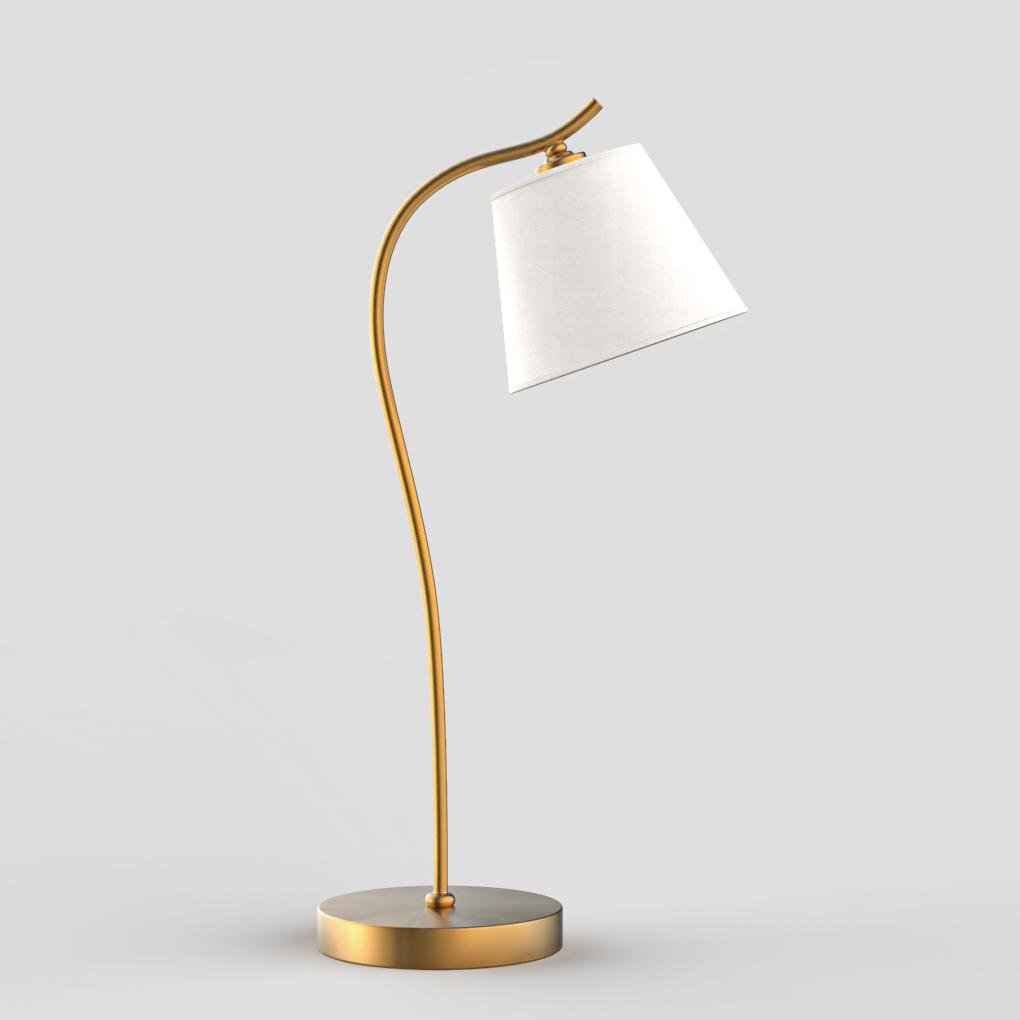Modern Flexible Gooseneck Copper Desk Lamp with White Linen Shade for Bedroom and Study Table Lighting