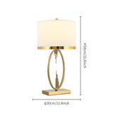 Modern Copper Metal Table Lamp with White Linen Shade for Bedroom and Office