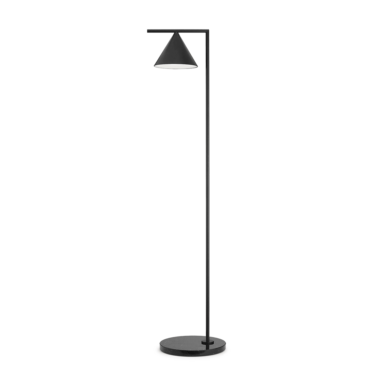 Minimalist Torchiere Floor Lamp with Rotating Cone Shade and Solid Marble Base
