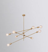 Modern Adjustable Brass Arm Chandelier with Clear Glass Shades for Dining Room