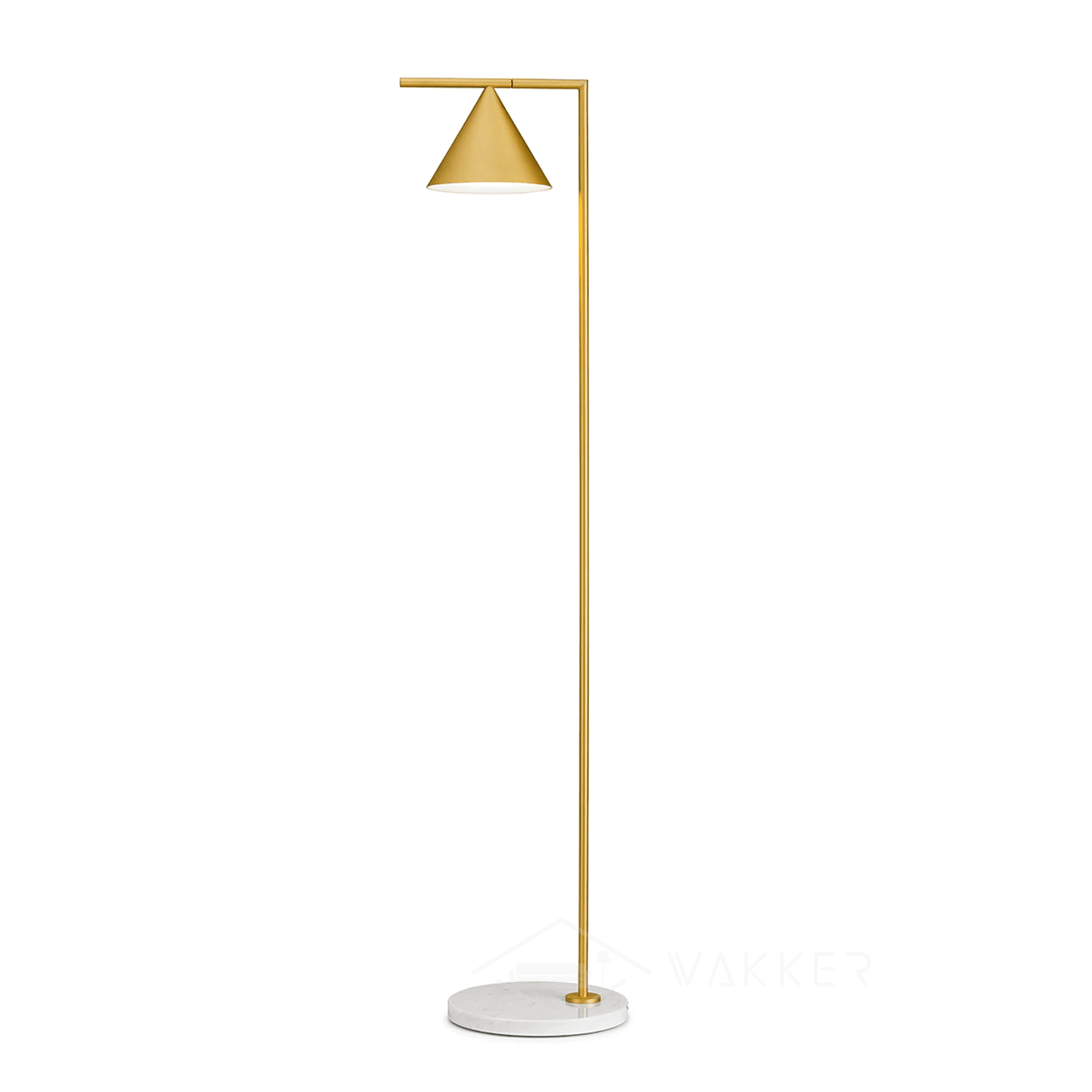 Minimalist Torchiere Floor Lamp with Rotating Cone Shade and Solid Marble Base