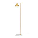 Minimalist Torchiere Floor Lamp with Rotating Cone Shade and Solid Marble Base