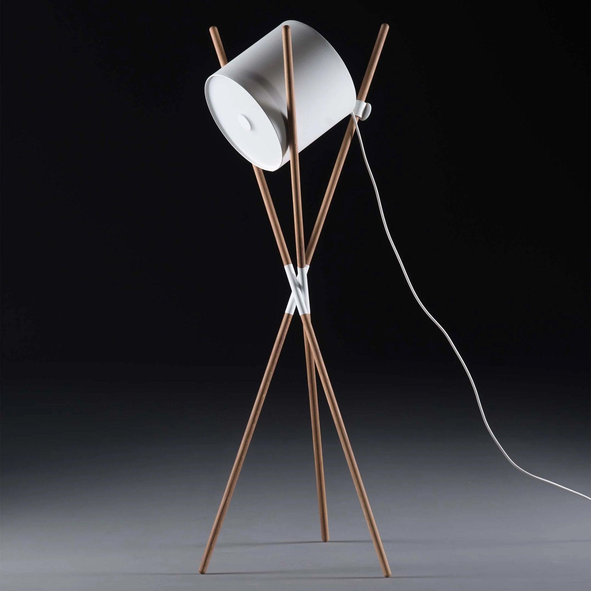 Modern Shift Solid Wood Floor Lamp with Leather Accents Minimalist Free Standing Living Room Light