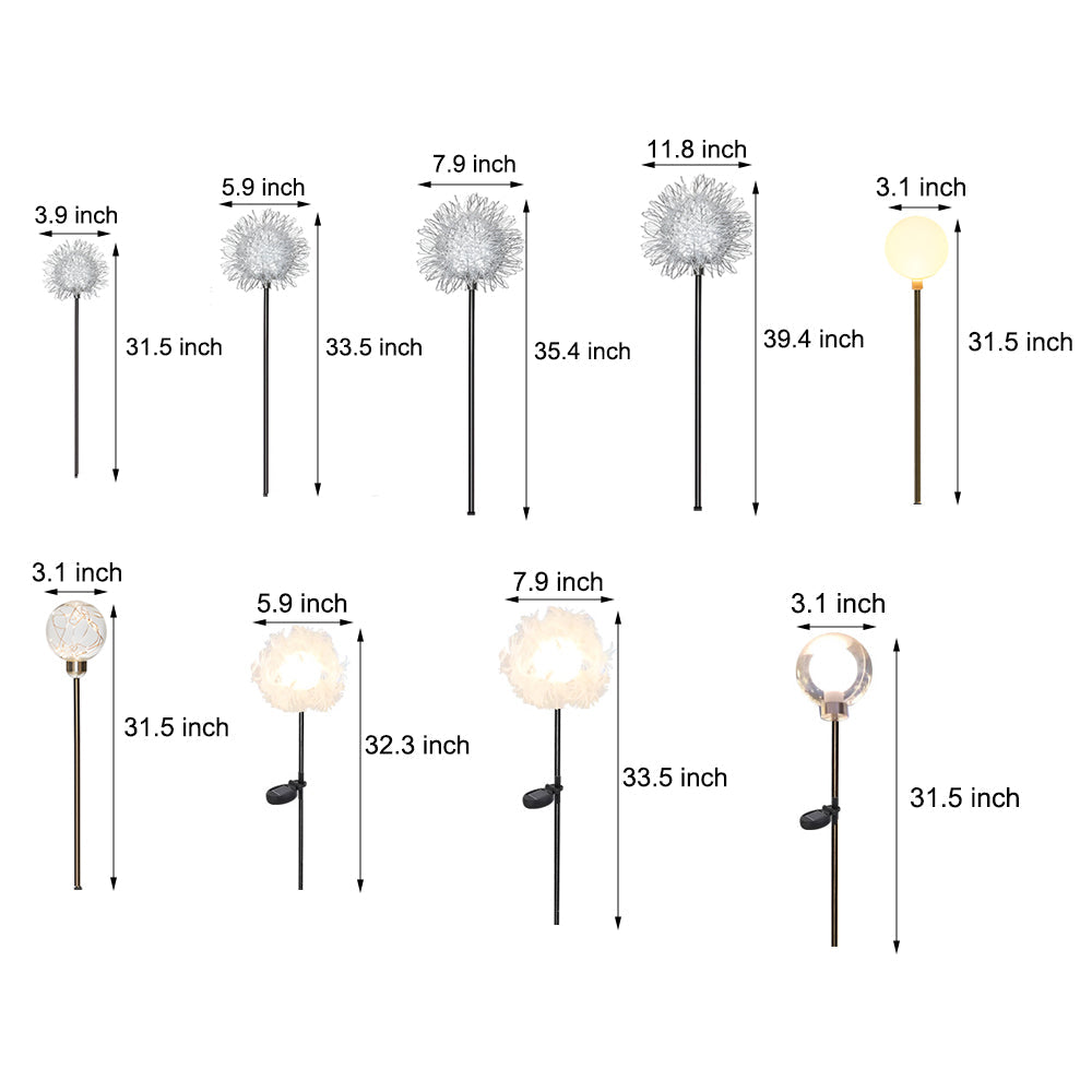 10 Pack Solar Dandelion Garden Stake Lights Waterproof LED Outdoor Landscape Path Lighting