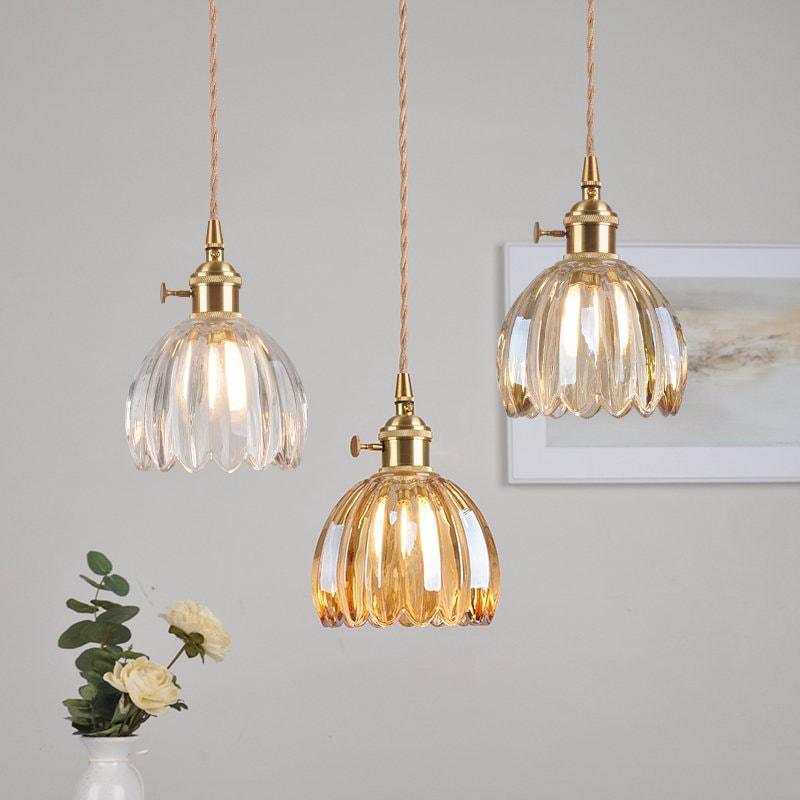 Modern Retro Glass Flower Pendant Light