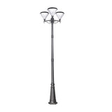102 Inch Solar Powered Outdoor Lamp Post with 3 Lantern Heads and Aluminum Frame Black Finish