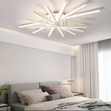 Modern Nordic Creative Strip LED Ceiling Light White Dimmable Flush Mount Chandelier