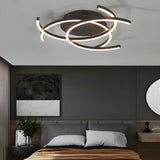 Modern Minimalist Line Design LED Ceiling Light Dimmable Flush Mount Lamp with Remote Control