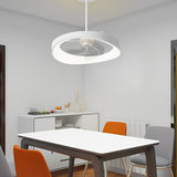 Modern White LED Ceiling Fan with Remote Control and Stepless Dimmable Lighting