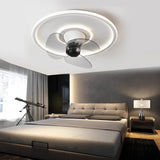 Modern Dimmable LED Ceiling Fan with 360 Degree Rotating Silent Motor and Low Profile Flush Mount Light