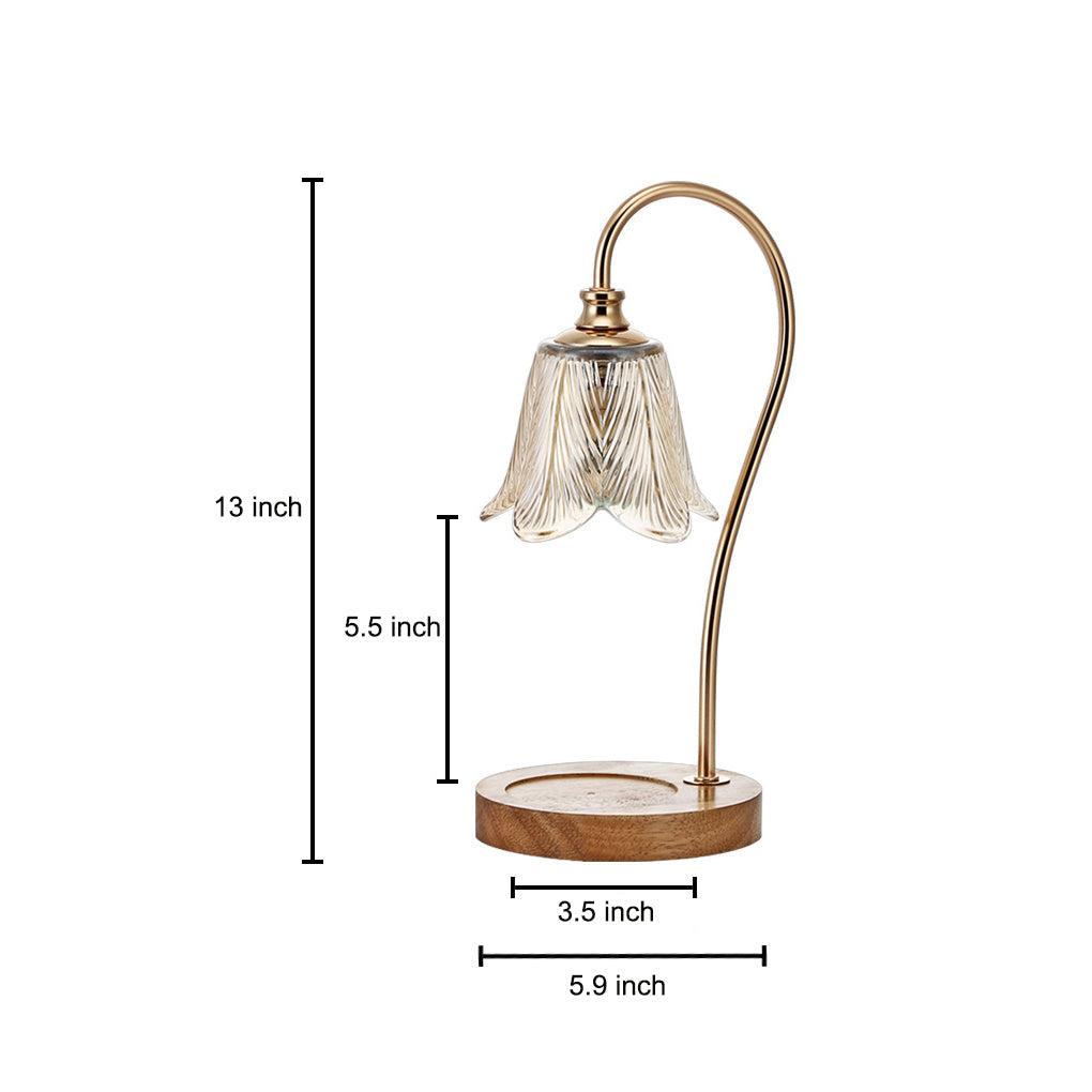 Modern Nordic Floral Glass Table Lamp with Integrated Cup Holder and Dimmable LED Light