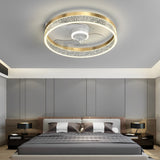 Round Bladeless Ceiling Fan with Dimmable LED Light 6 Speeds Silent Low Profile Flush Mount Fan