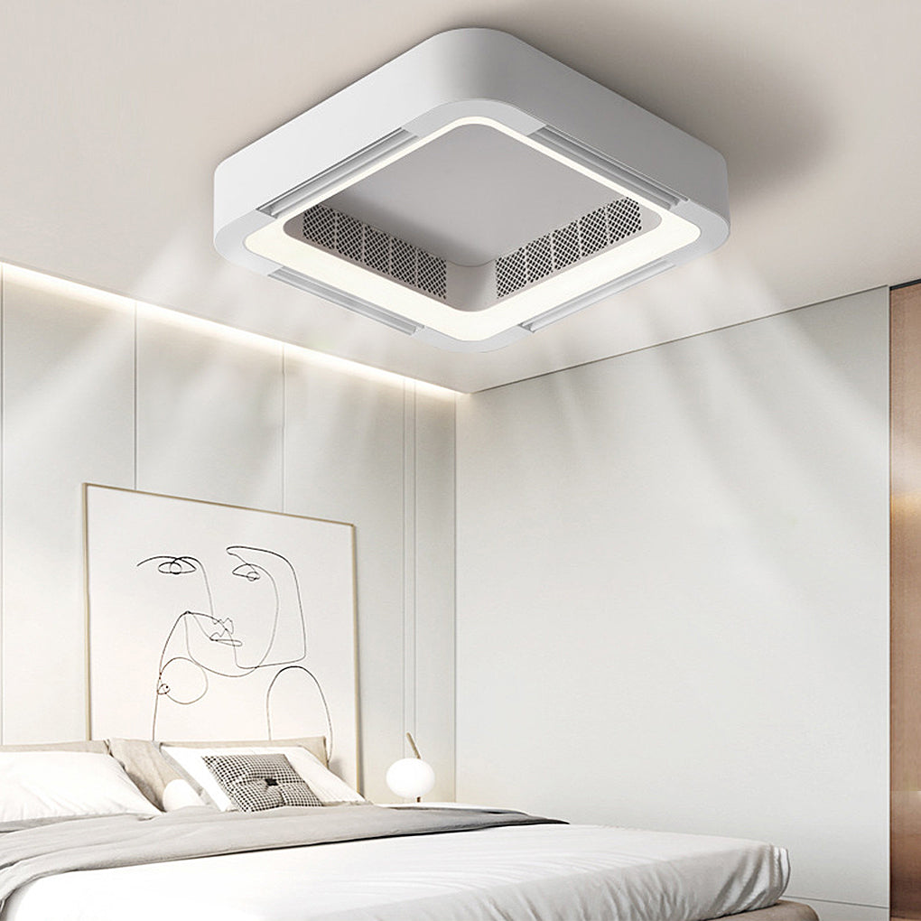 Low Profile Bladeless Ceiling Fan with Dimmable LED Light and Quiet Inverter Motor
