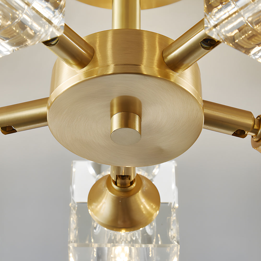 Modern Copper Crystal Ceiling Light Fixture with 180 Degree Adjustable Multi Light Shades
