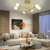 Modern 6 Light Sputnik Semi Flush Mount Ceiling Fixture with Rotatable Iron Arms 22 Inch