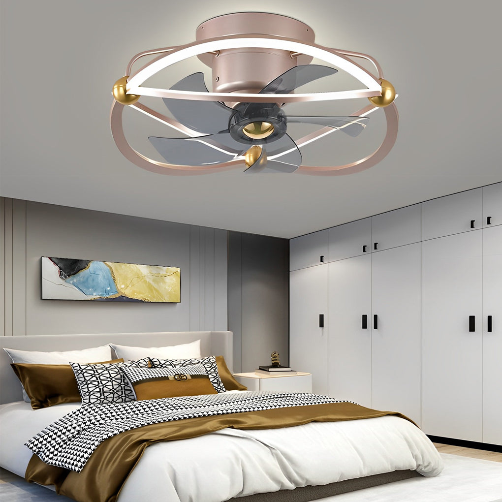 Modern Bladeless Ceiling Fan with Dimmable LED Light and Remote Control for Low Ceilings