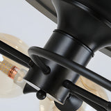 Modern 41 Inch Retractable Ceiling Fan with 4 Blades and Colored Glass Shades for Living Room