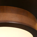 Mid Century Modern Sputnik Walnut Wood Circle LED Ceiling Light Flush Mount Fixture
