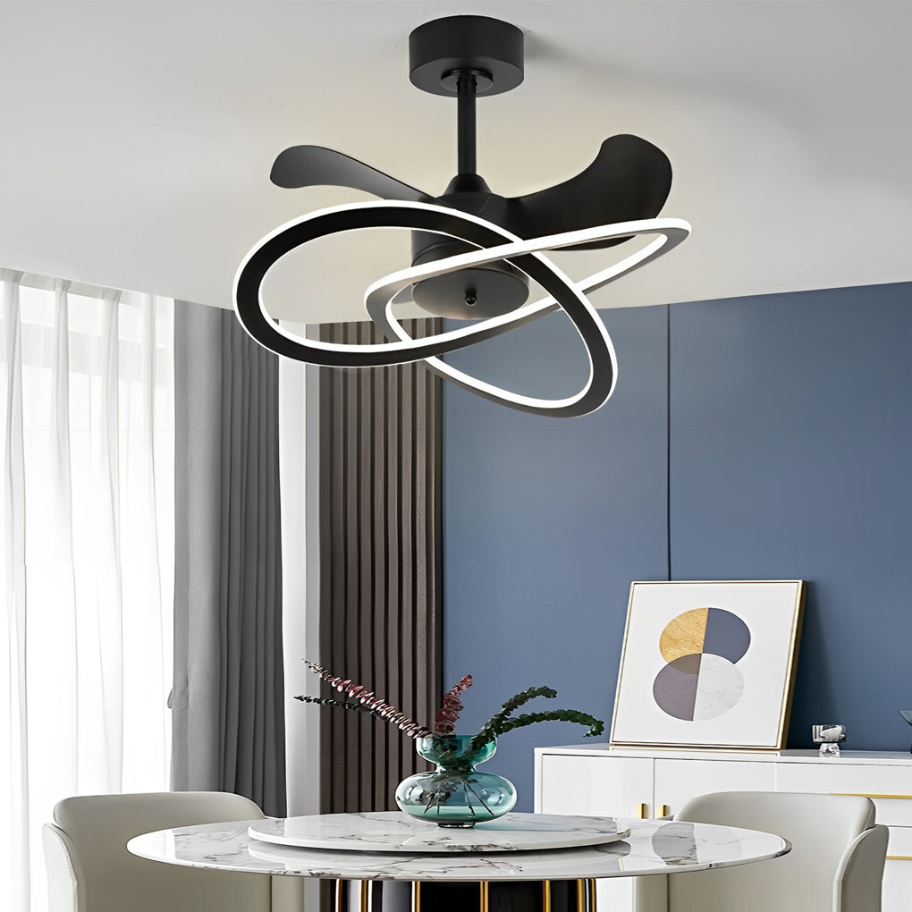 Modern Waves Flower Bladeless Ceiling Fan with LED Lighting Mute Timing Nordic Creative Chandelier Fan