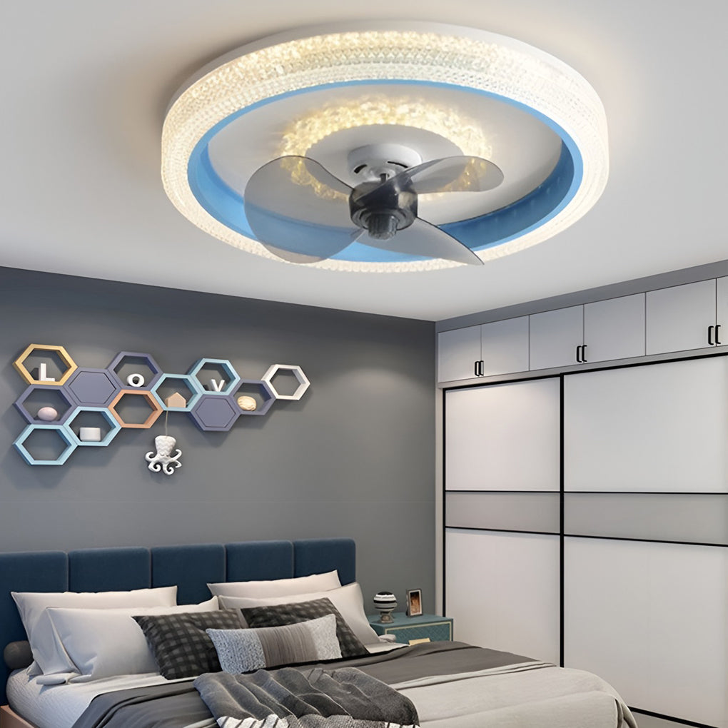 Modern Dimmable LED Ceiling Fan with 360 Degree Rotation and Remote Control for Bedroom