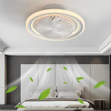 Modern Flush Mount Bladeless Ceiling Fan with Dimmable LED Light and Silent Motor