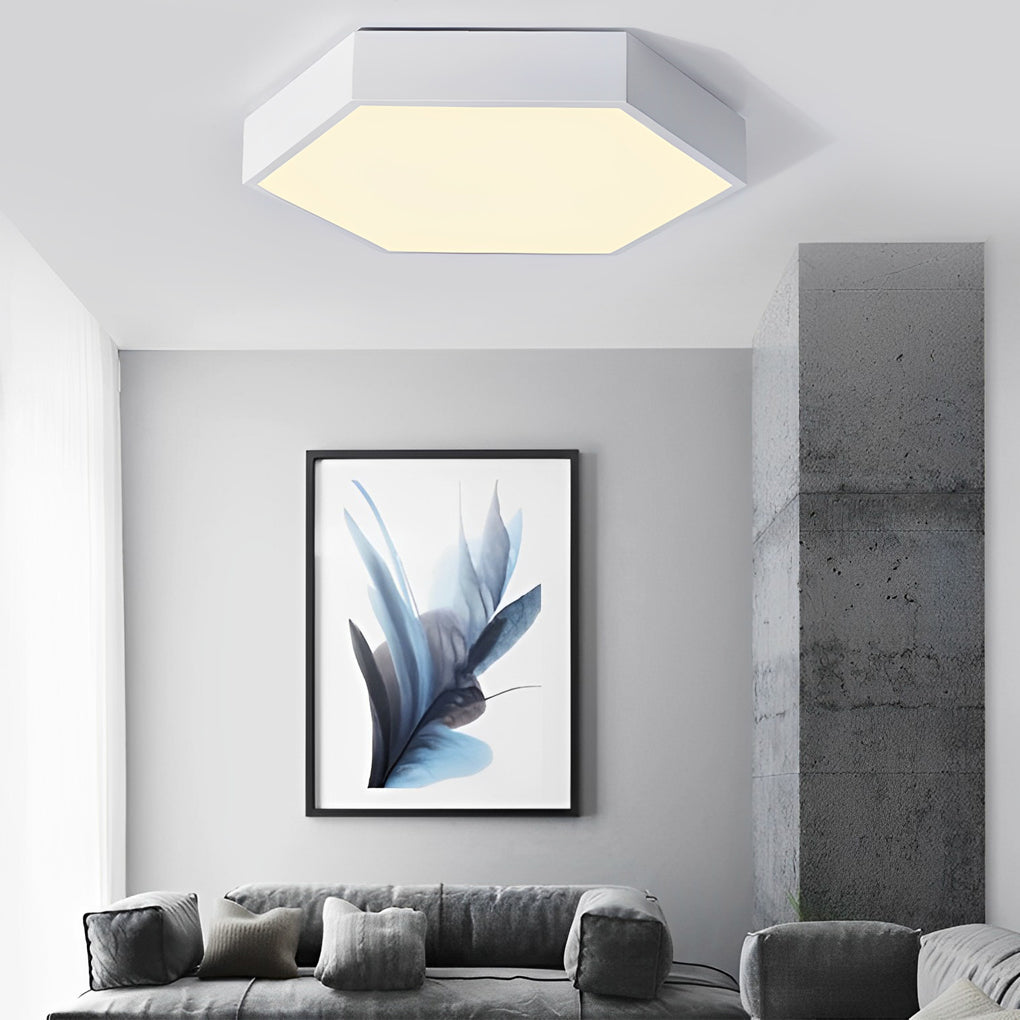 Modern Hexagonal LED Flush Mount Ceiling Light for Bedroom and Living Room
