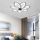 Geometric Flower LED Flush Mount Ceiling Light with Acrylic Petal Design in Black