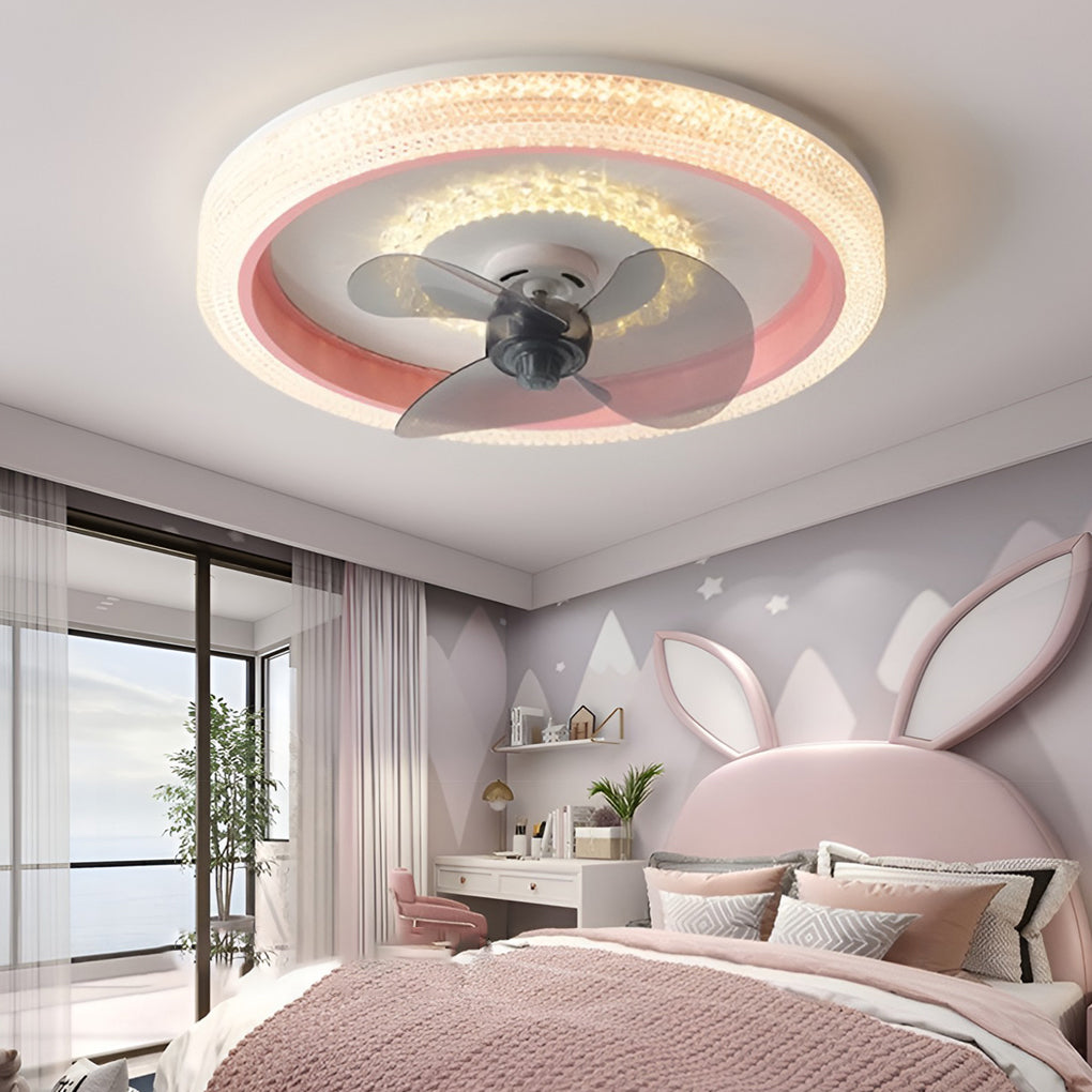 Modern Dimmable LED Ceiling Fan with 360 Degree Rotation and Remote Control for Bedroom