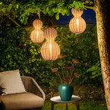 Rustic Woven Rattan Gourd Outdoor Pendant Light IP65 Waterproof Exterior Hanging Lamp for Garden and Patio