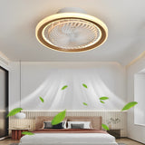 Modern Flush Mount Bladeless Ceiling Fan with Dimmable LED Light and Silent Motor