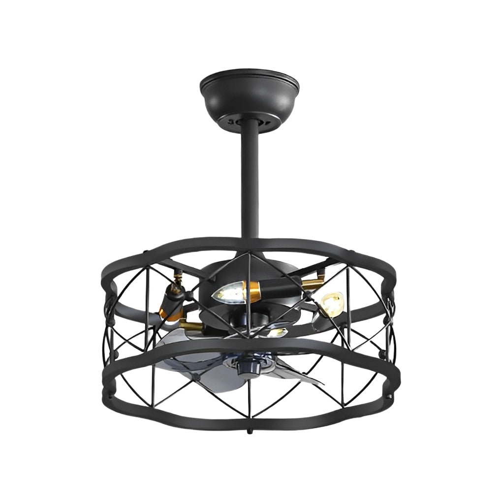 Retro Bladeless Ceiling Fan with 3 Color Dimmable LED Light and Remote Control