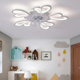 Modern Nordic Flower Shaped LED Ceiling Fan with Three Step Dimming and Timed Shutdown