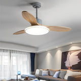 Modern Nordic Wood Ceiling Fan with Dimmable LED Light and Remote 48 Inch Quiet Reversible Motor