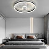 Round Bladeless Ceiling Fan with Dimmable LED Light 6 Speeds Silent Low Profile Flush Mount Fan