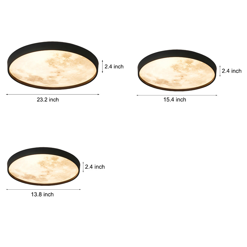 Circular Moon Inspired LED Ceiling Light Modern Flush Mount with Adjustable Color