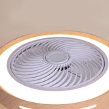Modern Ultra Thin Bladeless Ceiling Fan with Remote Control Dimmable LED Light in Imitation Wood Grain
