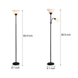 Modern 67 Inch Torchiere Floor Lamp with Adjustable Side Reading Light and Color Dimming