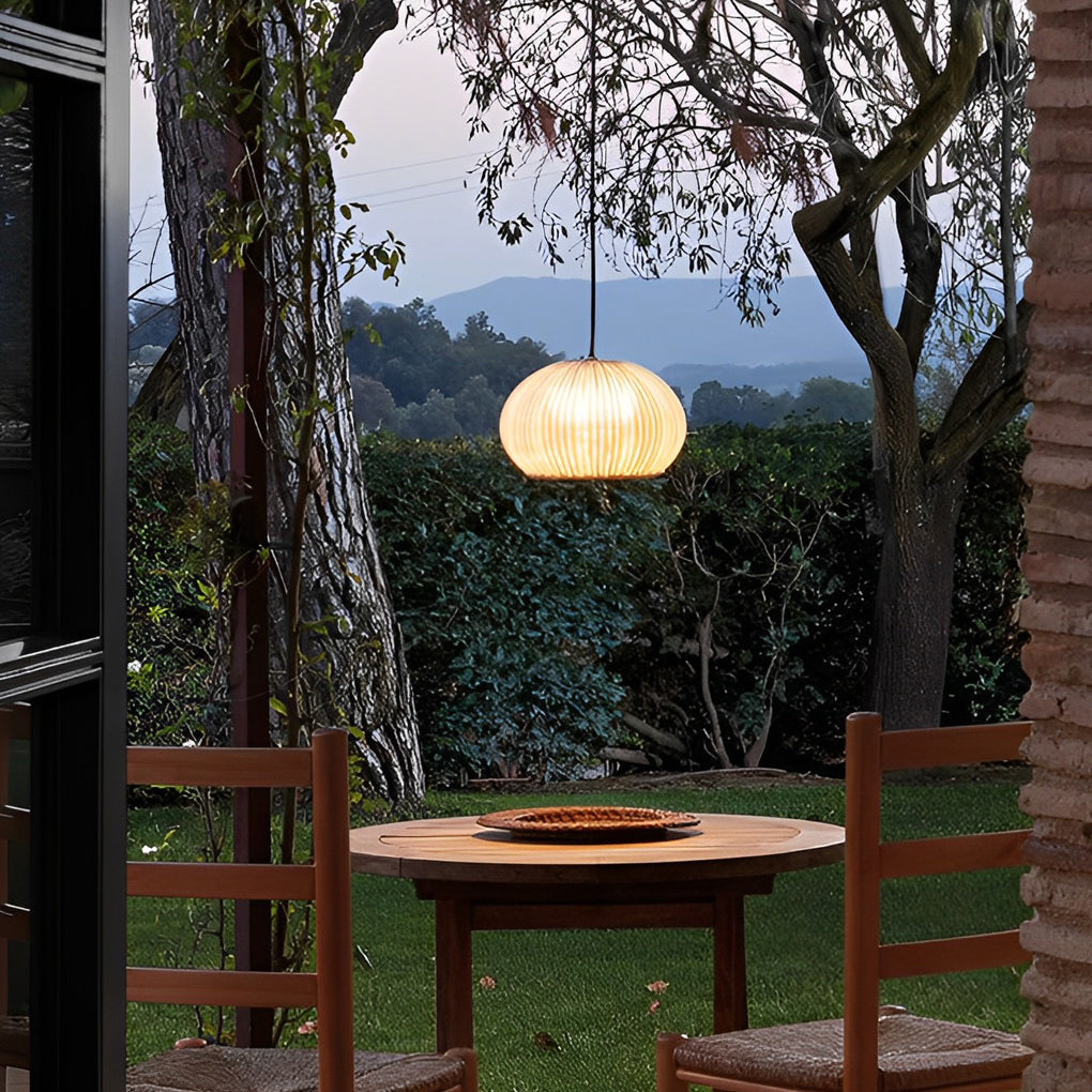 Modern Waterproof Rattan Lantern Outdoor Wall Sconce and Garden Hanging Pendant Lamp