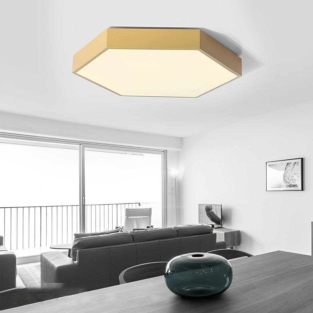 Modern Hexagonal LED Flush Mount Ceiling Light for Bedroom and Living Room
