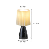Modern 12 Inch Pleated Shade Glass Table Lamp with 3 Step Dimming and USB Power