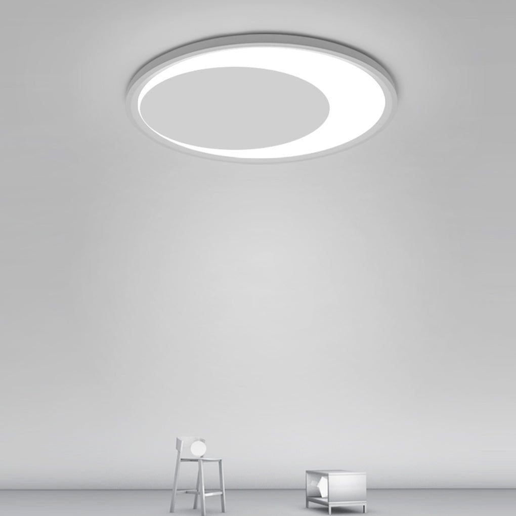 Modern White Round LED Flush Mount Ceiling Light Fixture for Kitchen and Living Room