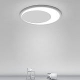 Modern White Round LED Flush Mount Ceiling Light Fixture for Kitchen and Living Room