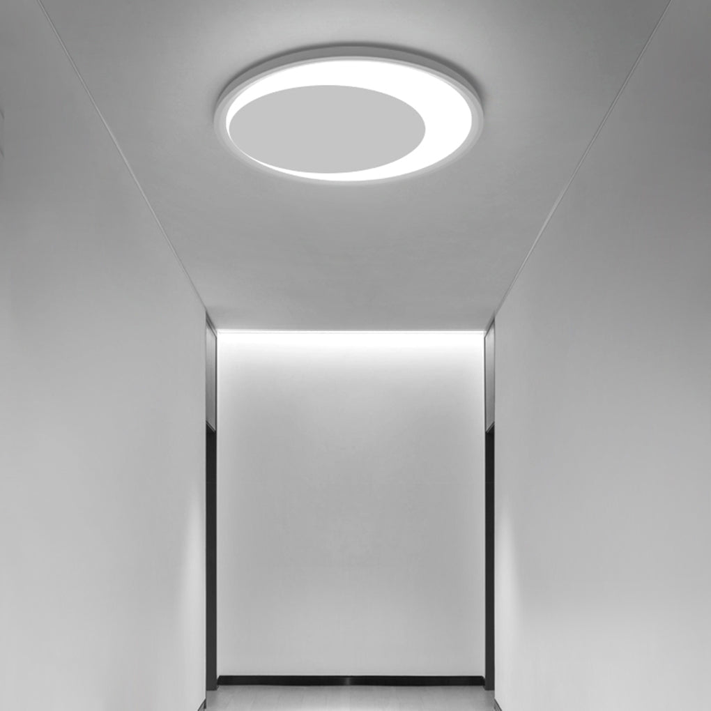 Modern White Round LED Flush Mount Ceiling Light Fixture for Kitchen and Living Room