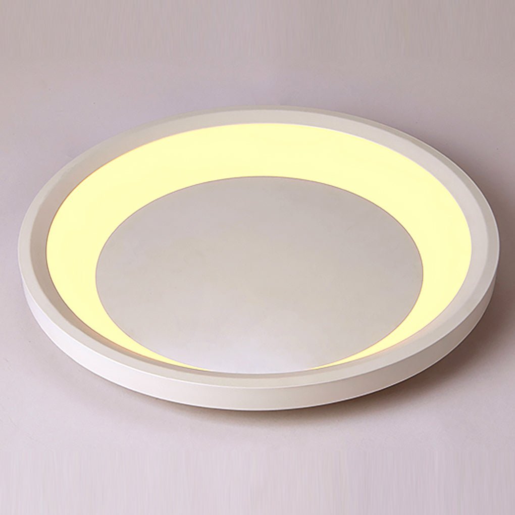 Modern White Round LED Flush Mount Ceiling Light Fixture for Kitchen and Living Room